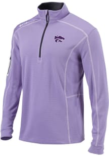 Columbia K-State Wildcats Mens Lavender Shotgun Long Sleeve Qtr Zip Pullover