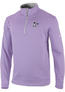Columbia K-State Wildcats Mens Lavender Willie Wickham Hills Long Sleeve Qtr Zip Pullover