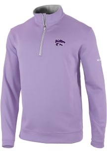 Columbia K-State Wildcats Mens Lavender Wickham Hills Long Sleeve Qtr Zip Pullover