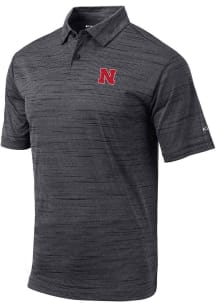 Columbia Nebraska Cornhuskers Mens Black Set Classic Short Sleeve Polo