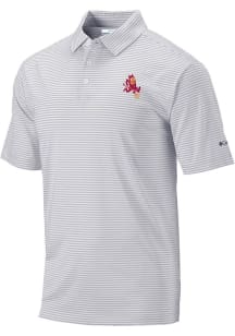Columbia Arizona State Sun Devils Mens Grey Invite Stripe Short Sleeve Polo