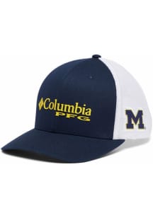 Columbia Michigan Wolverines PFG Mesh Snap Back Ball Cap Adjustable Hat - Blue
