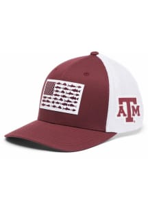 Columbia Texas A&M Aggies Mens Maroon PFG Mesh Fish Flag Ball Cap Flex Hat