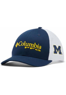 Columbia Michigan Wolverines Blue Youth PFG Mesh Snap Back Ball Cap Youth Adjustable Hat
