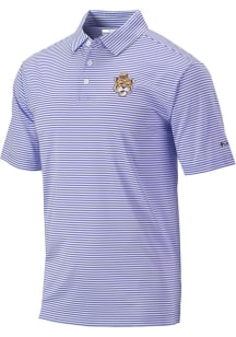 Columbia LSU Tigers Mens Lavender Invite Stripe Short Sleeve Polo