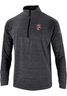 Columbia Wisconsin Badgers Mens Black Catch it Thin Long Sleeve Qtr Zip Pullover