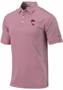 Columbia Arkansas Razorbacks Mens Red Invite Stripe Short Sleeve Polo
