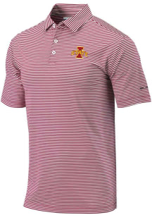 Columbia Iowa State Cyclones Mens Red Invite Stripe Short Sleeve Polo