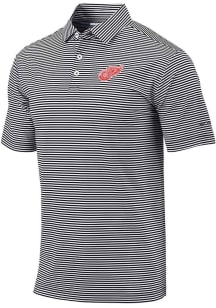 Columbia Detroit Red Wings Mens Black Invite Stripe Short Sleeve Polo