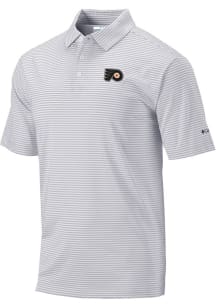 Columbia Philadelphia Flyers Mens Grey Invite Stripe Short Sleeve Polo