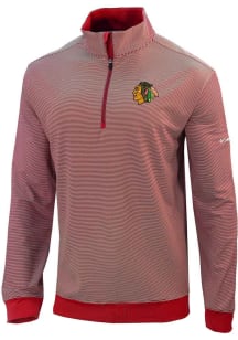 Columbia Chicago Blackhawks Mens Red Even Lie Long Sleeve Qtr Zip Pullover