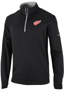 Columbia Detroit Red Wings Mens Black Wickham Hills Long Sleeve Qtr Zip Pullover