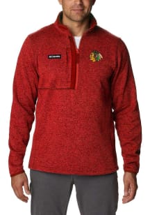 Columbia Chicago Blackhawks Mens Red Sweater Weather Long Sleeve Qtr Zip Pullover