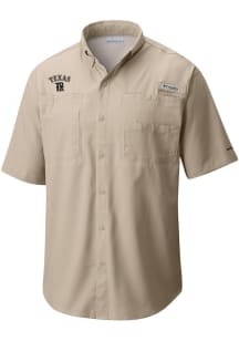 Columbia Texas Rangers Mens Khaki Tamiami Short Sleeve Dress Shirt