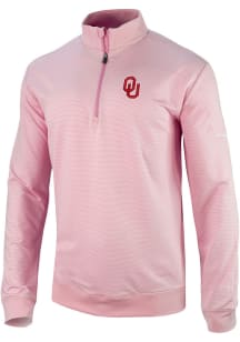 Columbia Oklahoma Sooners Mens Pink Even Lie Long Sleeve Qtr Zip Pullover
