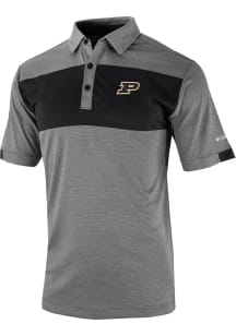 Columbia Purdue Boilermakers Mens Black Total Control Short Sleeve Polo