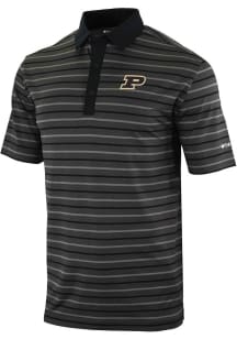 Columbia Purdue Boilermakers Mens Black Fall Dusk Short Sleeve Polo