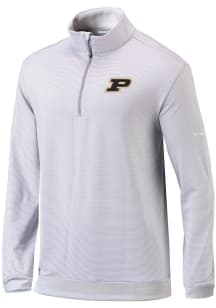 Columbia Purdue Boilermakers Mens Grey Even Lie Long Sleeve Qtr Zip Pullover