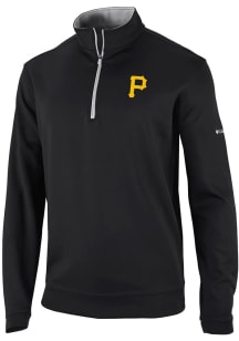 Columbia Pittsburgh Pirates Mens Black Wickham Hills Long Sleeve Qtr Zip Pullover