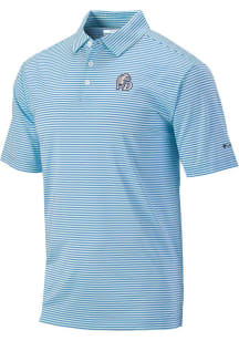 Columbia Drake Bulldogs Mens Light Blue Invite Stripe Short Sleeve Polo