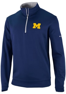 Columbia Michigan Wolverines Mens Blue Wickham Hills Style Long Sleeve Qtr Zip Pullover