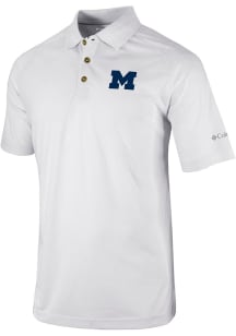 Columbia Michigan Wolverines Mens White Drive II Short Sleeve Polo