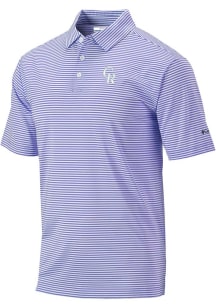 Columbia Colorado Rockies Mens Lavender Invite Stripe Short Sleeve Polo