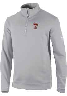 Columbia Texas Tech Red Raiders Mens Grey Wickham Hills Long Sleeve Qtr Zip Pullover