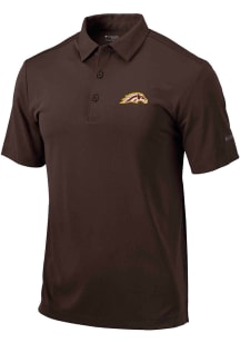 Columbia Western Michigan Broncos Mens Brown Drive Short Sleeve Polo