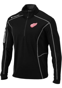 Columbia Detroit Red Wings Mens Black Shotgun Long Sleeve Qtr Zip Pullover