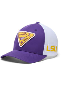 Columbia LSU Tigers Mens Purple PFG Mesh Hooks Ball Cap Flex Hat