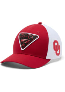 Columbia Oklahoma Sooners Mens Cardinal PFG Mesh Hooks Ball Cap Flex Hat
