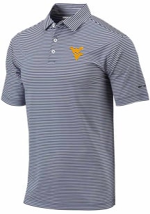 Columbia West Virginia Mountaineers Mens Navy Blue Invite Stripe Short Sleeve Polo