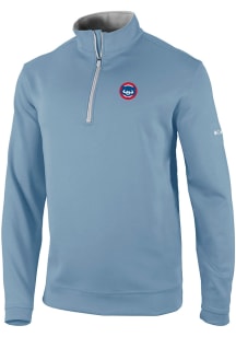 Columbia Chicago Cubs Mens Light Blue Wickham Hills Long Sleeve Qtr Zip Pullover