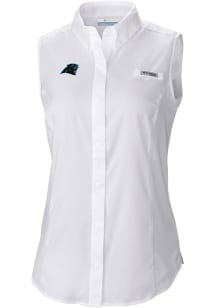 Columbia Carolina Panthers Womens White Heat Seal Omni Wick Tamiami Polo Shirt