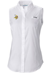 Columbia Minnesota Vikings Womens White Heat Seal Omni Wick Tamiami Polo Shirt