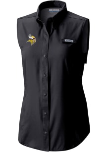 Columbia Minnesota Vikings Womens Black Heat Seal Omni Wick Tamiami Polo Shirt
