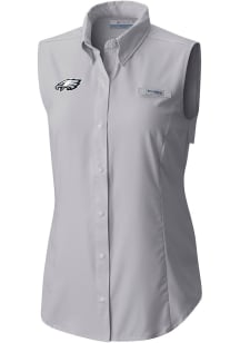 Columbia Philadelphia Eagles Womens Grey Heat Seal Omni Wick Tamiami Polo Shirt