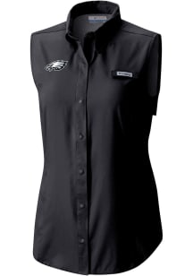 Columbia Philadelphia Eagles Womens Black Heat Seal Omni Wick Tamiami Polo Shirt