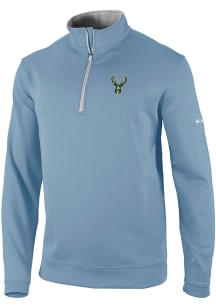 Columbia Milwaukee Bucks Mens Light Blue Wickham Hills Long Sleeve Qtr Zip Pullover