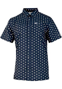Columbia Houston Astros Mens Navy Blue Super Slack Tide All Over Print Short Sleeve Dress Shirt
