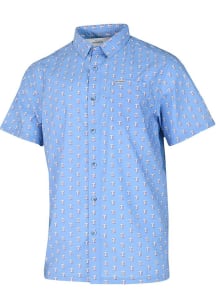 Columbia Texas Rangers Mens Light Blue Super Slack Tide All Over Print Short Sleeve Dress Shirt