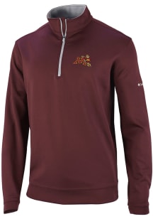 Columbia Minnesota Golden Gophers Mens Maroon Wickham Hills Long Sleeve Qtr Zip Pullover