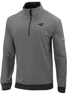Columbia Minnesota Wild Mens Black Even Lie Long Sleeve Qtr Zip Pullover