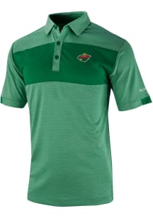 Columbia Minnesota Wild Mens Green Total Control Short Sleeve Polo