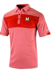 Columbia Maryland Terrapins Mens Red Total Control Short Sleeve Polo