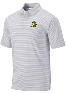 Columbia Oregon Ducks Mens Grey Heat Seal Omni Wick Club Invite Short Sleeve Polo