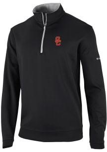 Columbia USC Trojans Mens Black Heat Seal Omni Wick Wickhams Hills Long Sleeve Qtr Zip Pullover