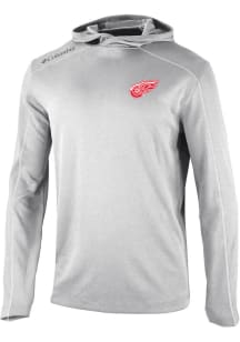 Columbia Detroit Red Wings Mens Grey Heat Seal Omni Wick Shot Gun Long Sleeve Lightweight Hoodie