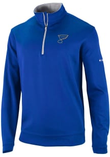 Columbia St Louis Blues Mens Blue Heat Seal Omni Wick Wickhams Hills Long Sleeve Qtr Zip Pullover